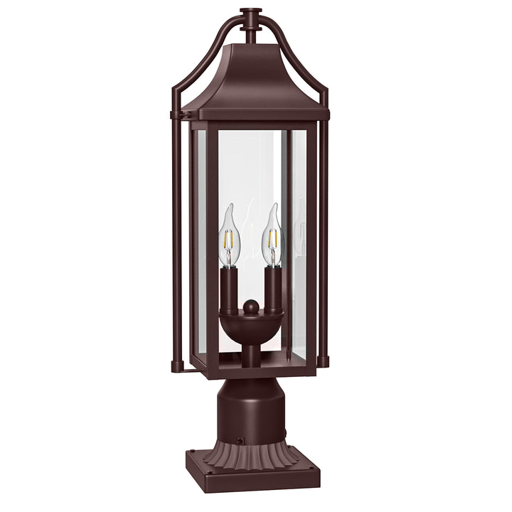 Pathfinder 23''H Black Outdoor Post Light with Clear Tempered Glass and Pier Mount Base #OP7114