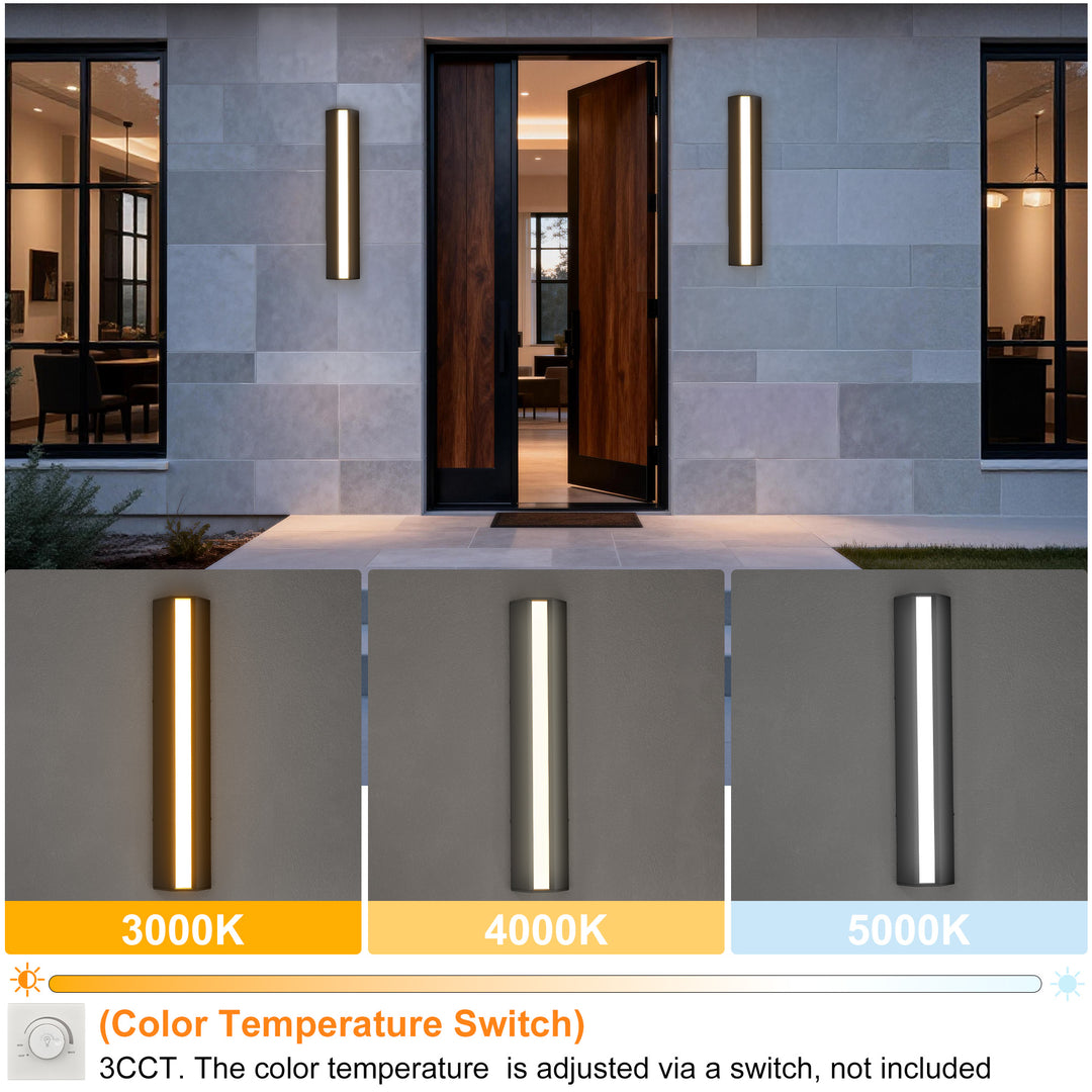 Natura 23'' H Dimmable Led Black Aluminum 3cct(3000k/4000k/5000k) Adjustable Oudoor Wall Light #OW7109