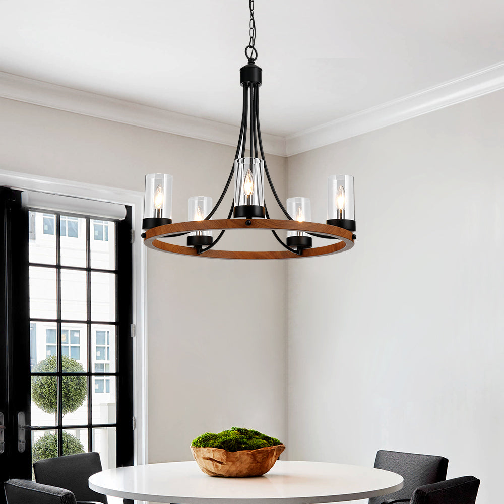 Maxax 5 - Light Candle Style Wagon Wheel Chandelier #MX19025