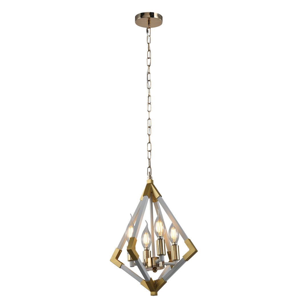 Maxax 4 - Light Lantern Geometric Pendant With Wrought Iron Accents #D158