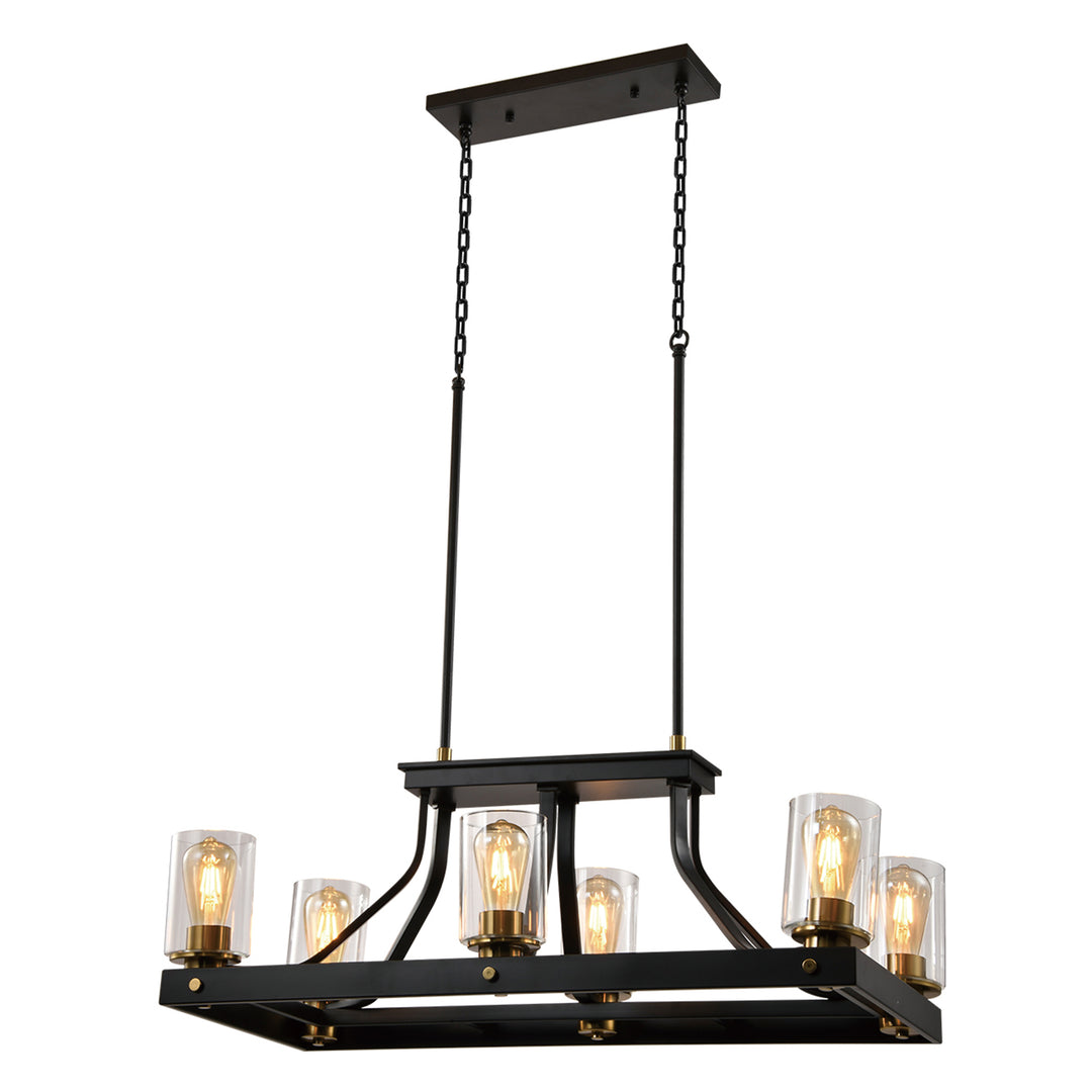 Zaza Designs 6 - Light Kitchen Island Linear With Wrought Iron Accents# MX21027