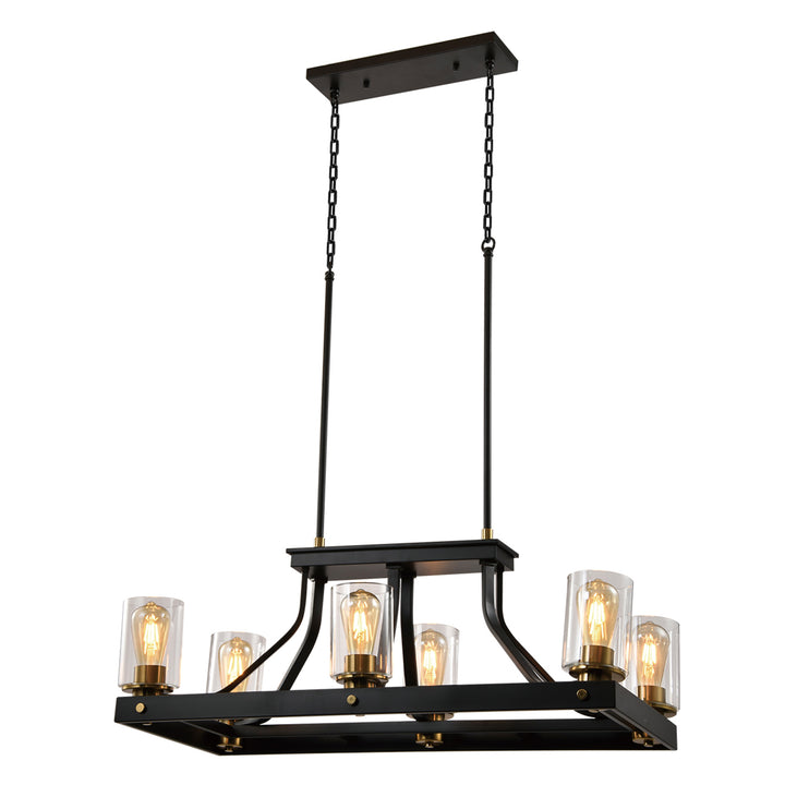 Zaza Designs 6 - Light Kitchen Island Linear With Wrought Iron Accents# MX21027-6GD