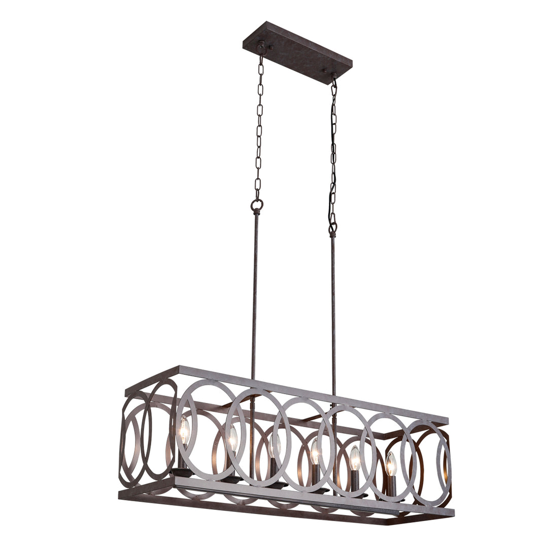 Maxax 6 -Lantern rectangular chandelier with wrought iron decoration#19148