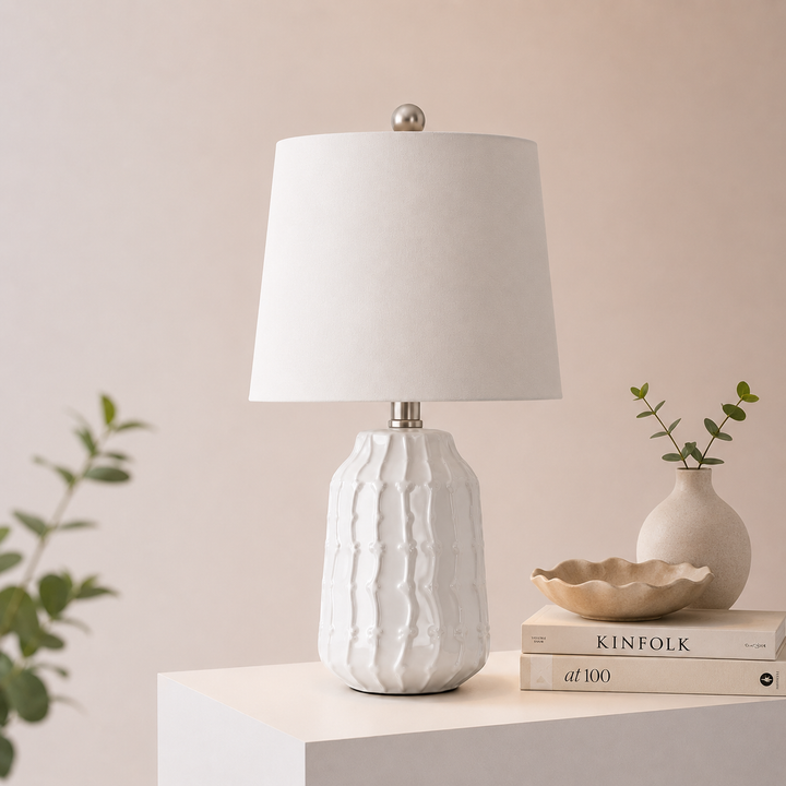19'' White Exquisite Ceramic Table Lamp For Living Room/bedroom (Set of 2) #T166