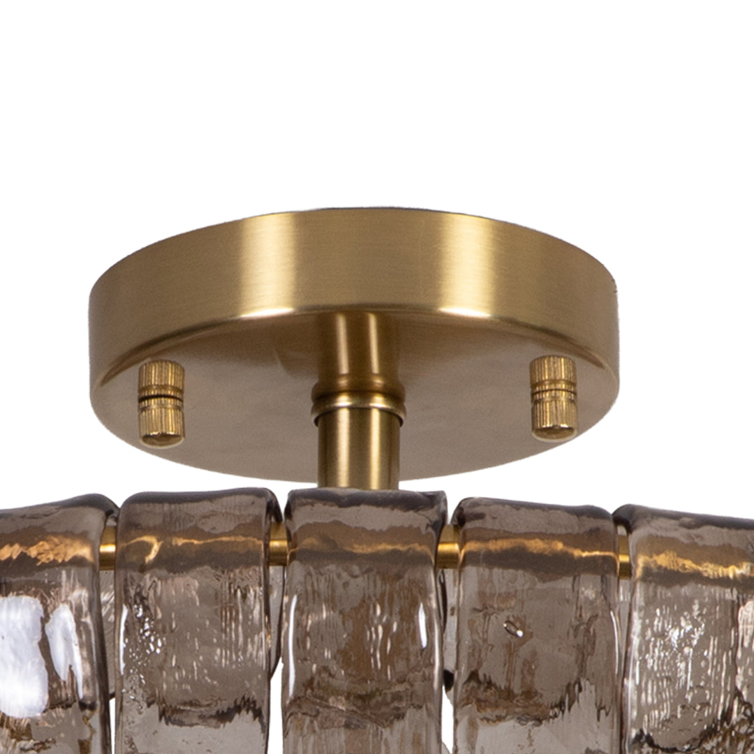 Lumen 20" 6-Light Brushed Brass Double-Layer Clear Artistic Glass Unique / Statement Semi-Flush Mount For Living Room/Bedroom #19235