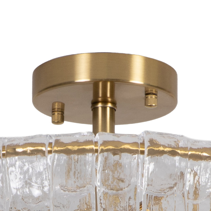 Lumen 20" 6-Light Brushed Brass Double-Layer Clear Artistic Glass Unique / Statement Semi-Flush Mount For Living Room/Bedroom #19235