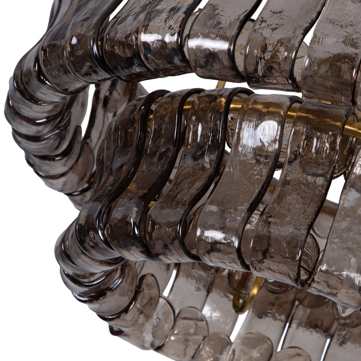 Lumen 20" 6-Light Brushed Brass Double-Layer Clear Artistic Glass Unique / Statement Semi-Flush Mount For Living Room/Bedroom #19235