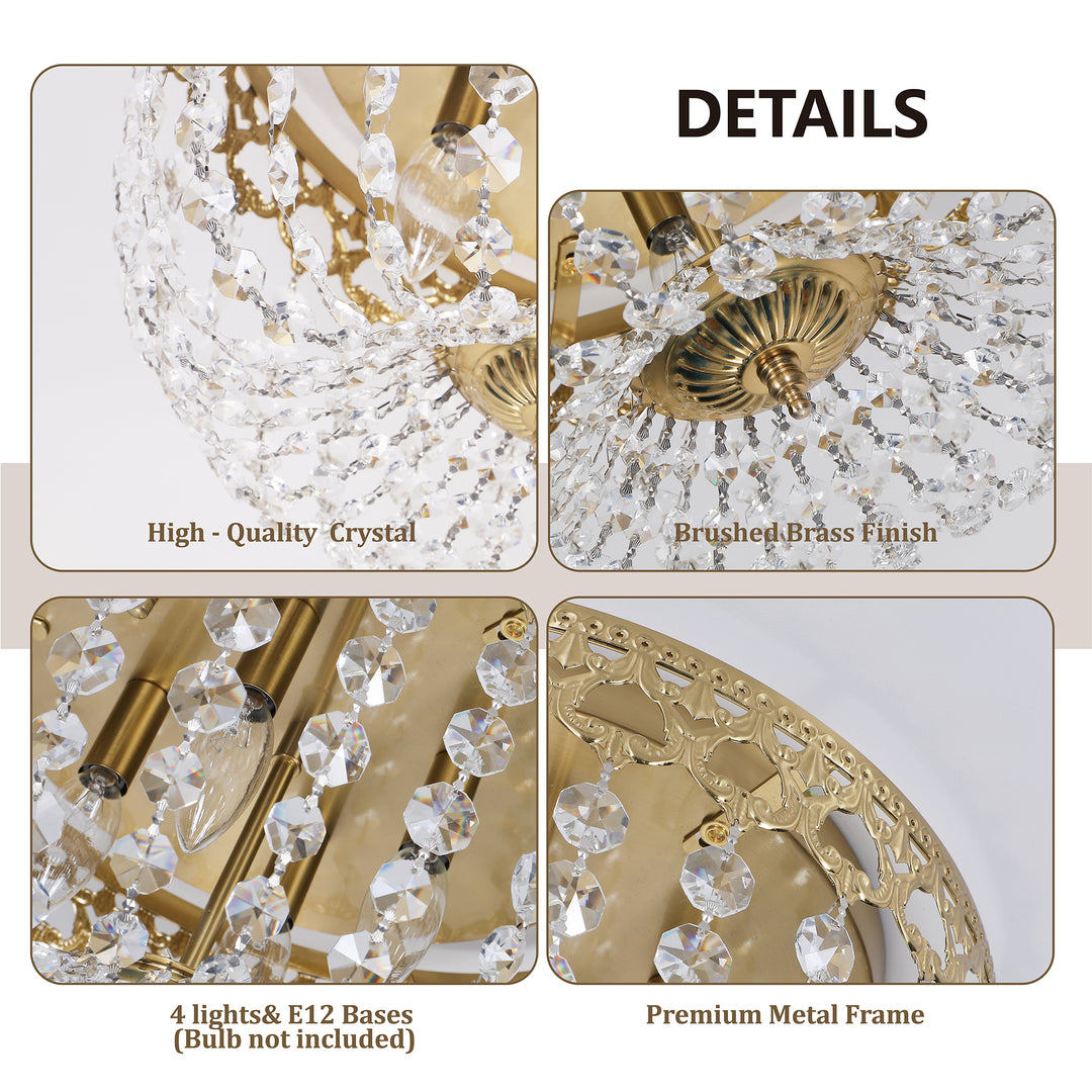 Maxax 4 - Light 15in Simple Bowl Flush Mount Ceiling Light #MX19132