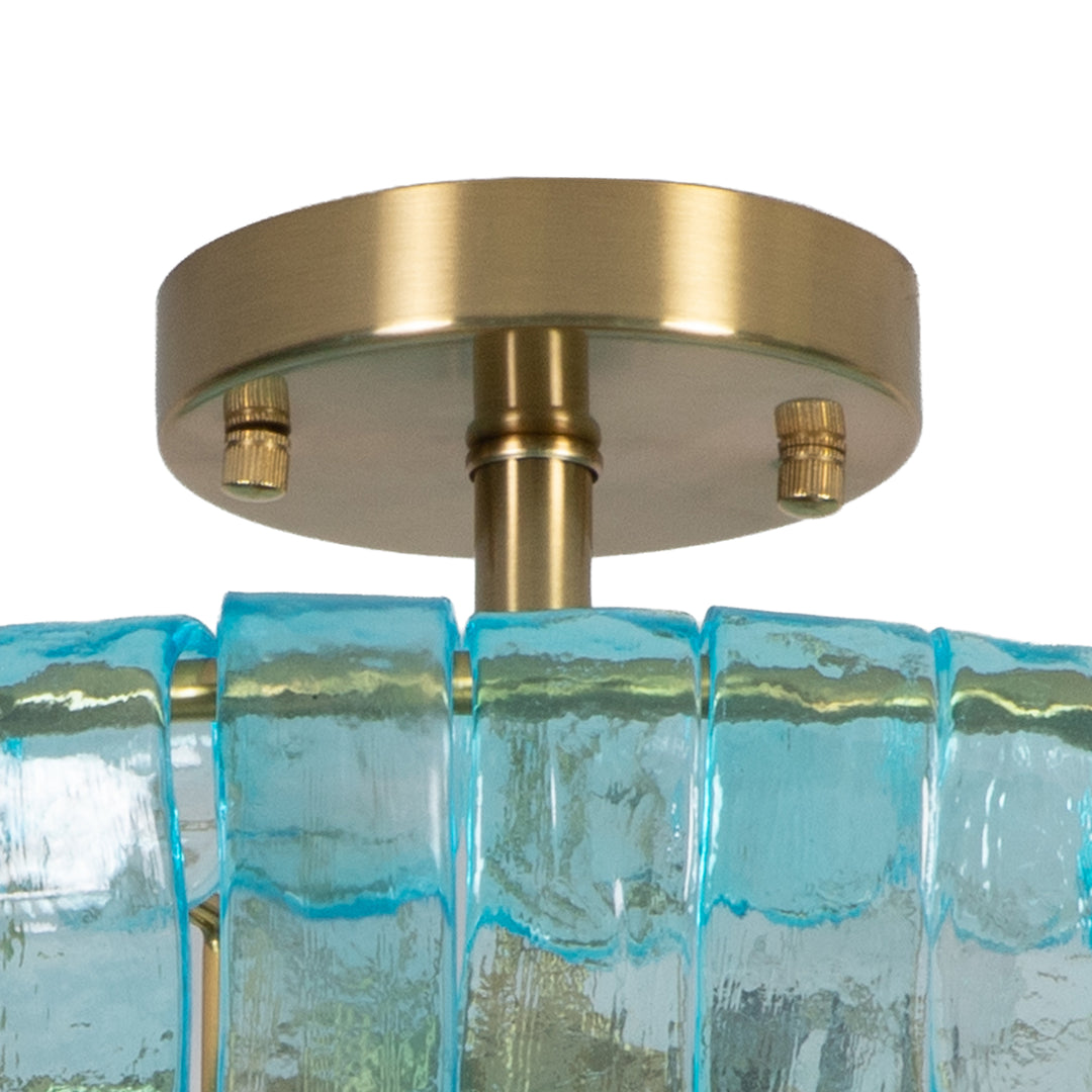 Lumen 20" 6-Light Brushed Brass Double-Layer Clear Artistic Glass Unique / Statement Semi-Flush Mount For Living Room/Bedroom #19235