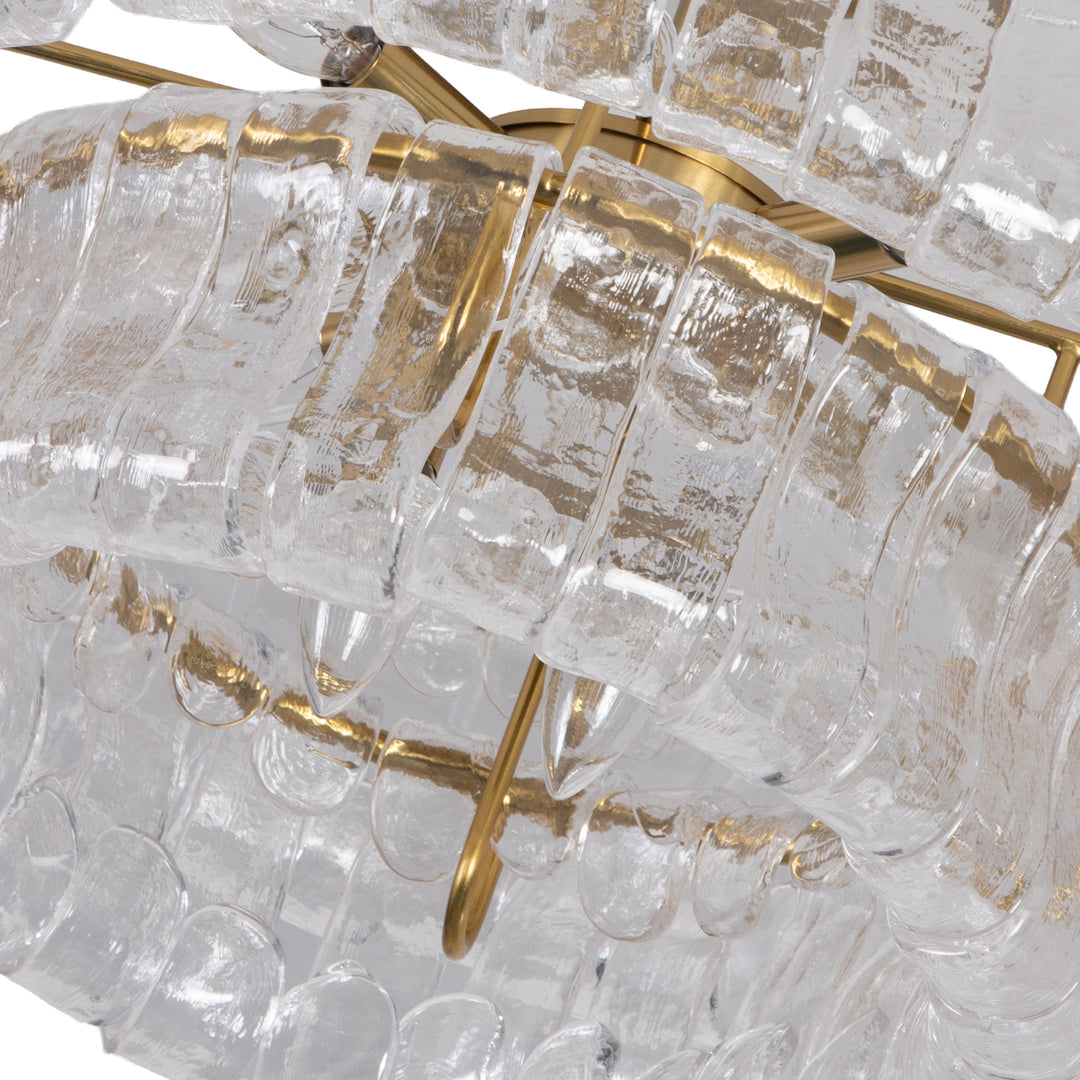Lumen 20" 6-Light Brushed Brass Double-Layer Clear Artistic Glass Unique / Statement Semi-Flush Mount For Living Room/Bedroom #19235