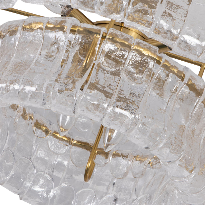 Lumen 20" 6-Light Brushed Brass Double-Layer Clear Artistic Glass Unique / Statement Semi-Flush Mount For Living Room/Bedroom #19235