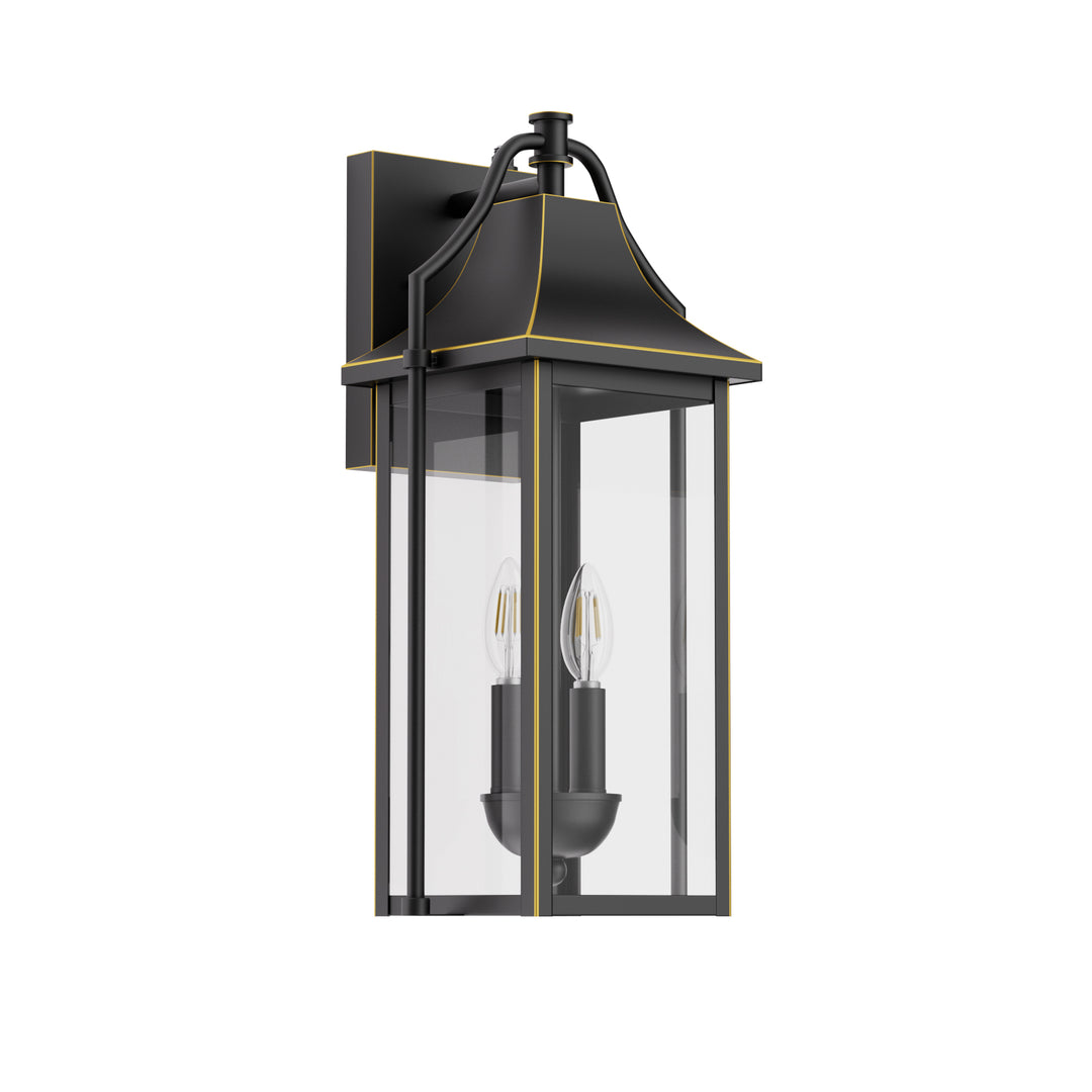Lawyettle 18" Outdoor Wall Lantern with Dusk to Dawn Sensor, 2-Light Waterproof Brown Wall Sconce with Glass for Porch, Garage, Front Door, Patio #7040