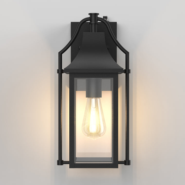 Lawyettle 18" Outdoor Wall Lantern with Dusk to Dawn Sensor, 2-Light Waterproof Brown Wall Sconce with Glass for Porch, Garage, Front Door, Patio #7040