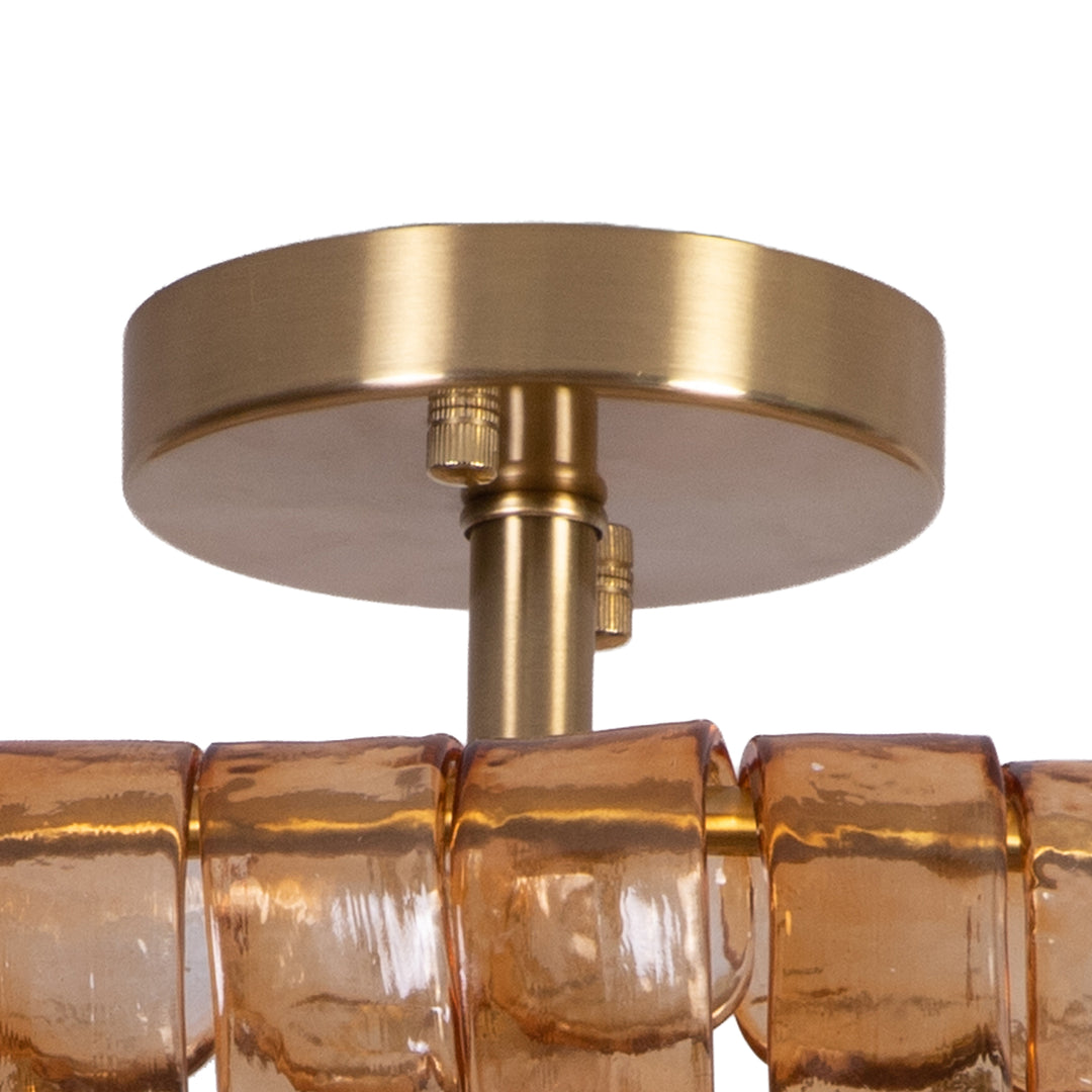 Lumen 20" 6-Light Brushed Brass Double-Layer Clear Artistic Glass Unique / Statement Semi-Flush Mount For Living Room/Bedroom #19235