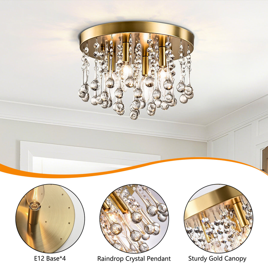 Maxax 4 - Light 11.8in Crystal Pendant Ceiling Lamp #MX19067
