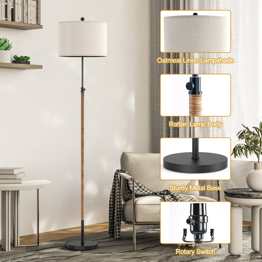 70" Adjustable Modern Rattan Floor Lamp For Living Room/bedroom #F262