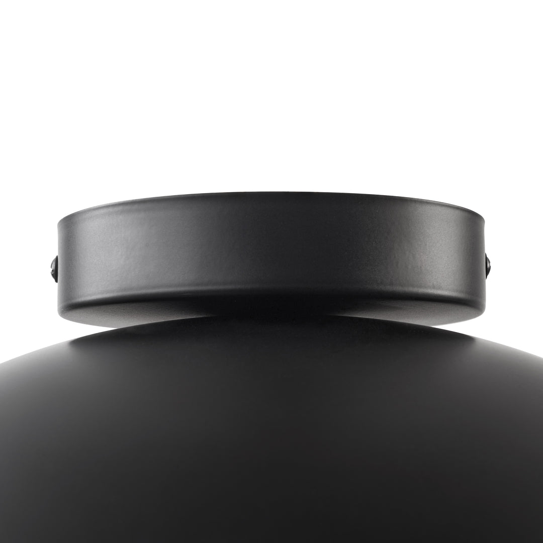 Nimbus 15.5" 1-Light Modern Globe Flush Mount Ceiling Light With Opal Glass, Matte Black/White Exterior & Gold Interior Shell-Style Dimmable Shade For Bedroom Or Hallway #29029