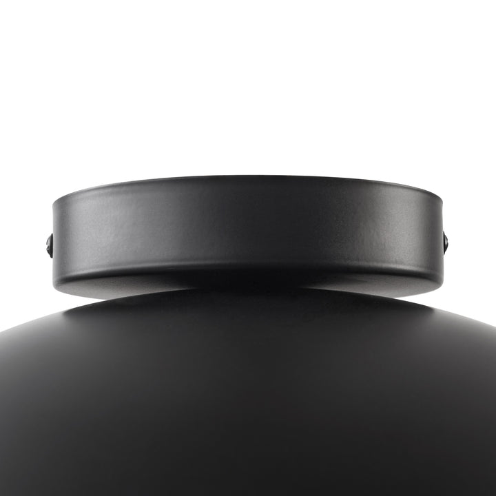 Nimbus 15.5" 1-Light Modern Globe Flush Mount Ceiling Light With Opal Glass, Matte Black/White Exterior & Gold Interior Shell-Style Dimmable Shade For Bedroom Or Hallway #29029