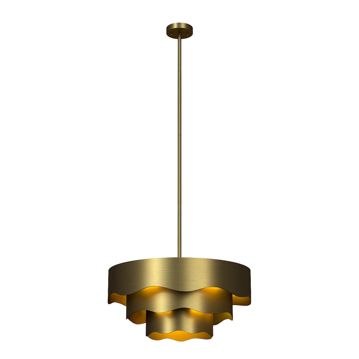 10 - Light 23.5" Electroplating Brass Tier Modern Drum Chandelier With Metal Shade #29022