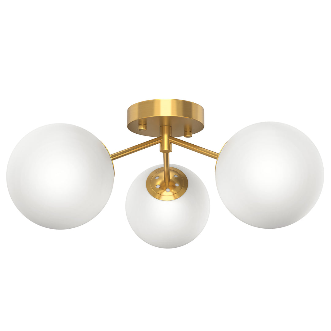 Maxax 3 Globe Ceiling Light 17 Inch Mid Century Modern Semi Flush Mount Ceiling Light Fixture for Bedroom,Living Room,Dinning Room, Foyer, Hallway #19228