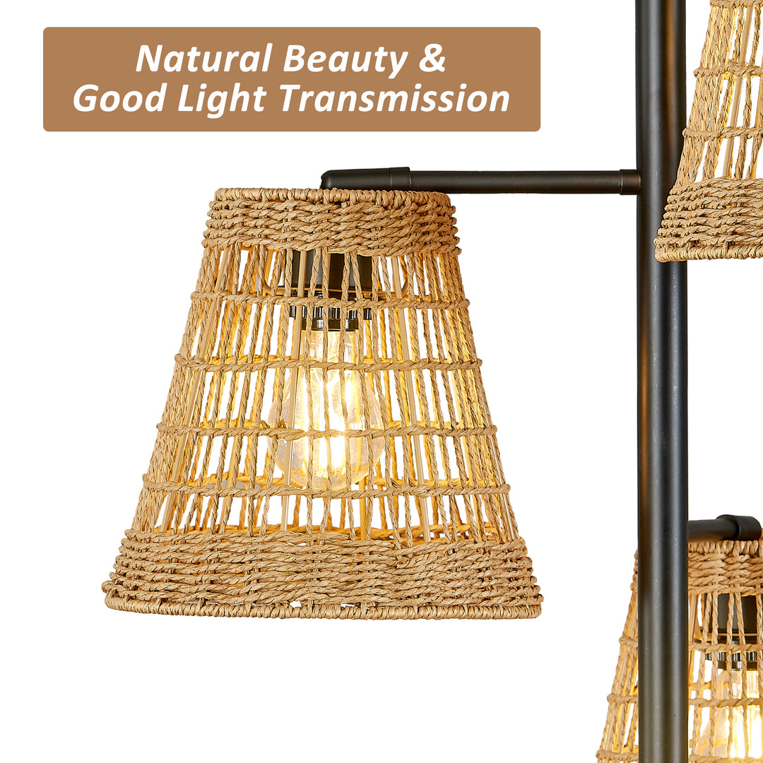 72.25'' Traditional Rattan Tree Floor Lamp