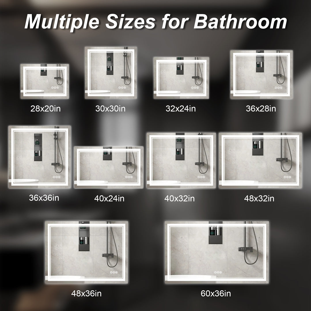 Elevate Home Modern Frameless Anti-Fog LED Lighted Dimmable Wall Mounted Bathroom Vanity Mirror 48" H x 32" W #MXML01-128