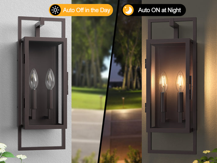 Radiance 3 -Light Steel And Glass Outdoor Wall Light with Dusk to Dawn #7030