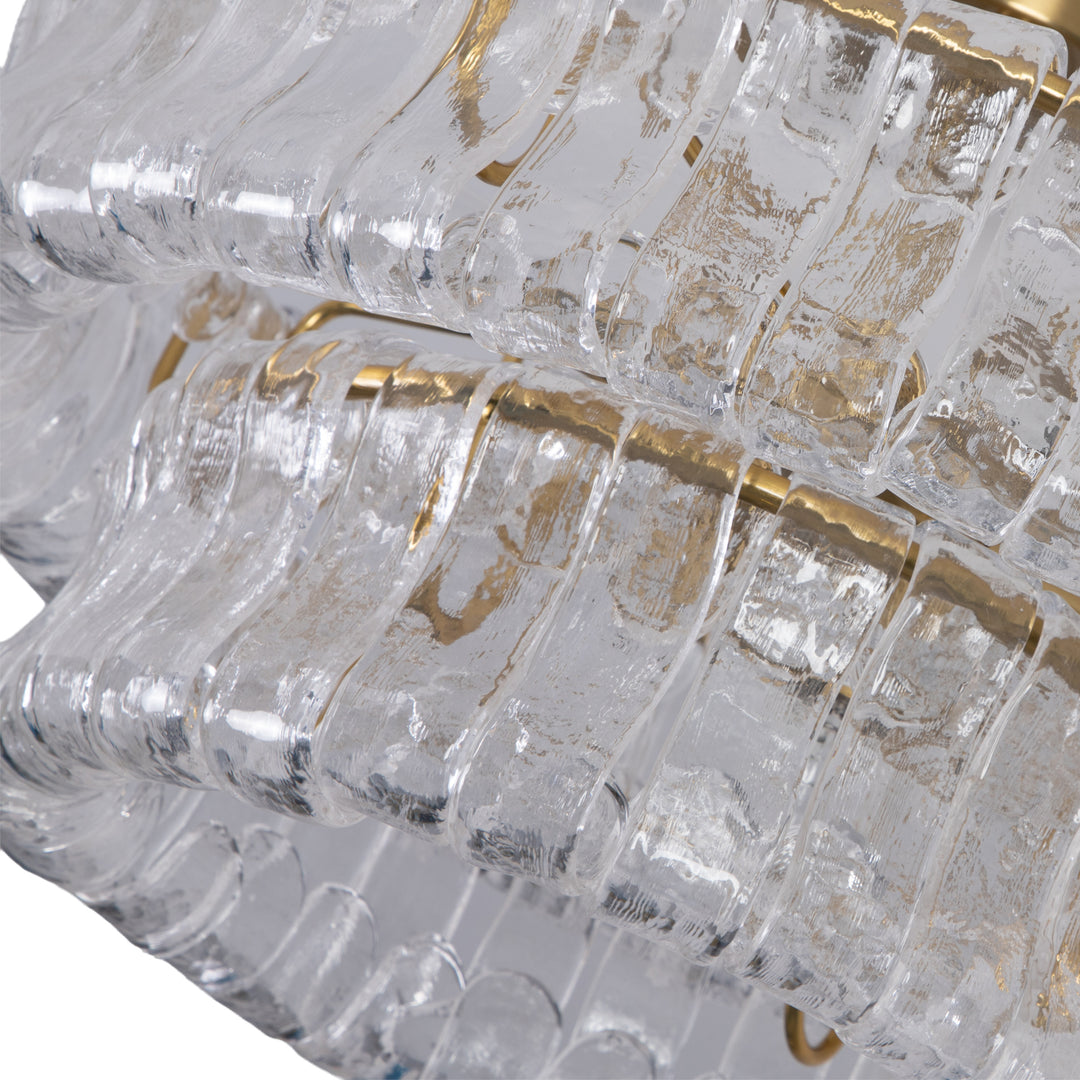 Lumen 20" 6-Light Brushed Brass Double-Layer Clear Artistic Glass Unique / Statement Semi-Flush Mount For Living Room/Bedroom #19235