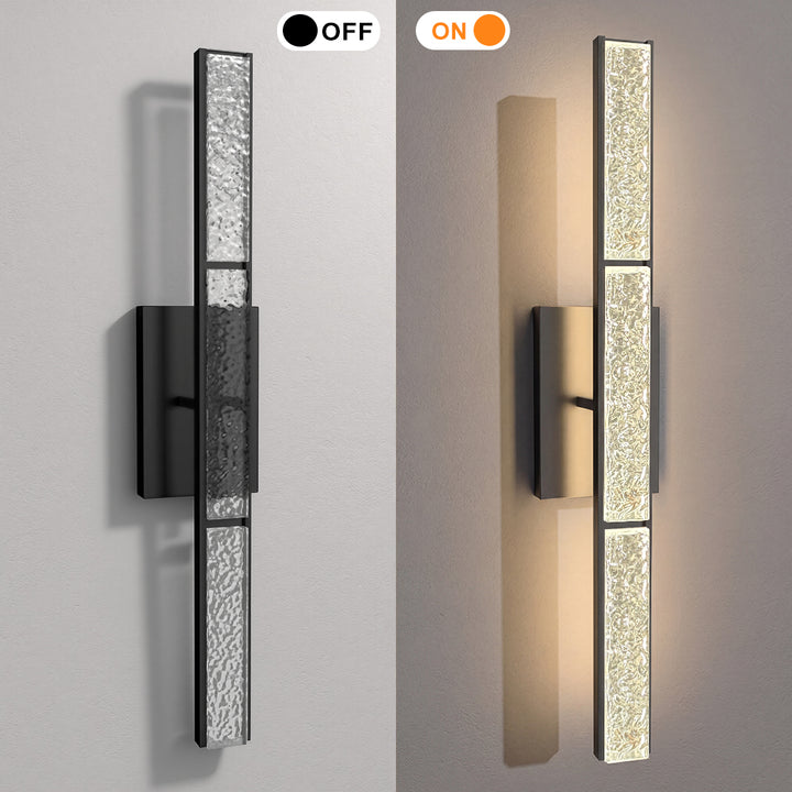 Elysian 24''h Dimmable Led Chrome Iron 3cct Adjustable Outdoor Wall Light With Water Glass #WL7090