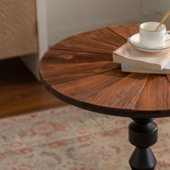 Timeless 23.6" Solid Wood Top Round End Table #25028