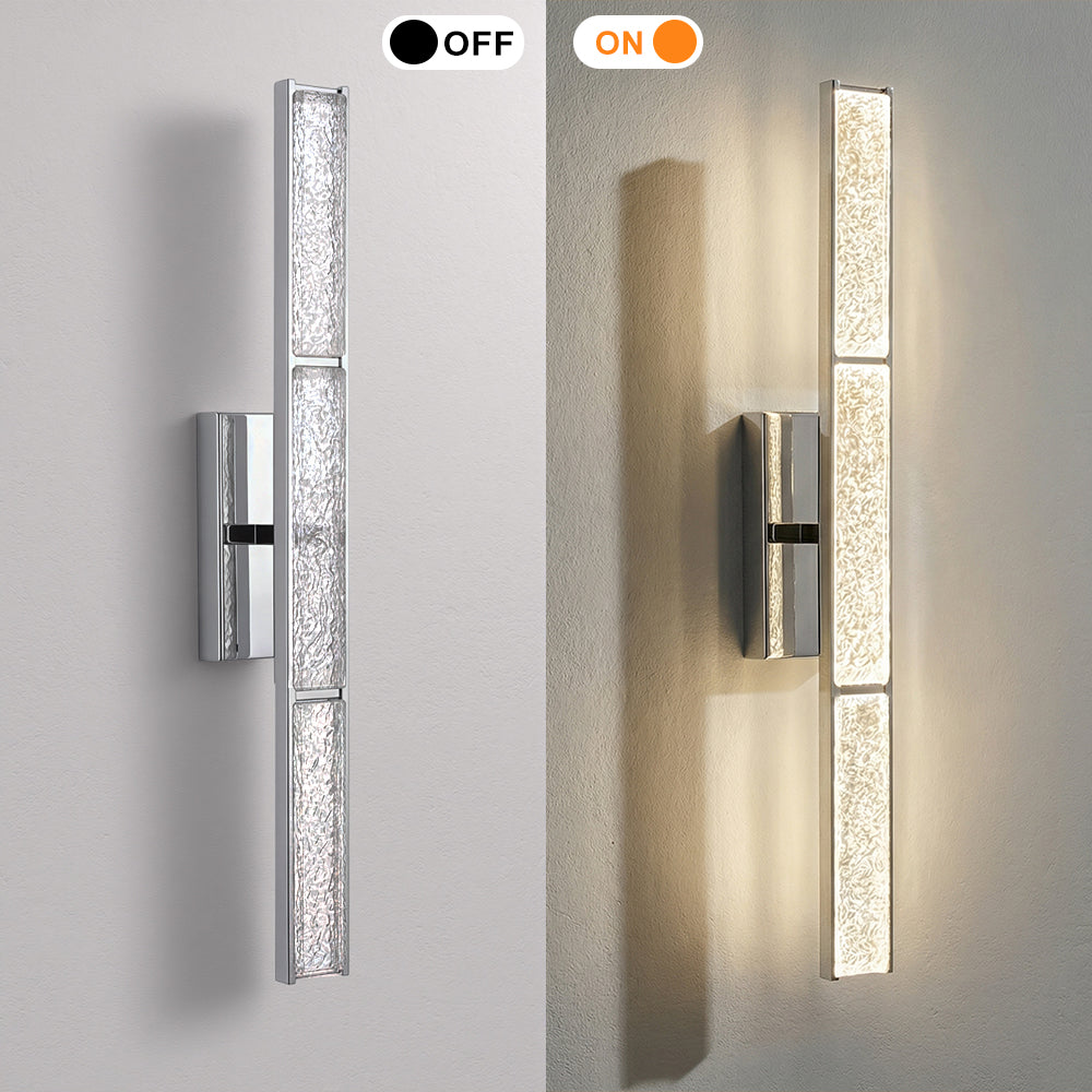 Elysian 24''h Dimmable Led Chrome Iron 3cct Adjustable Outdoor Wall Light With Water Glass #WL7090