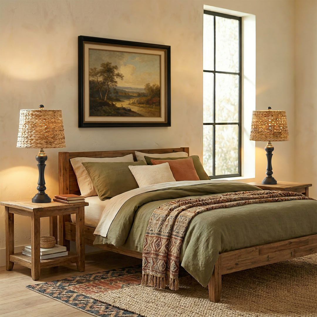 Maxax Coastal Rustic White Modern Table Lamp (Set of 2) #T150