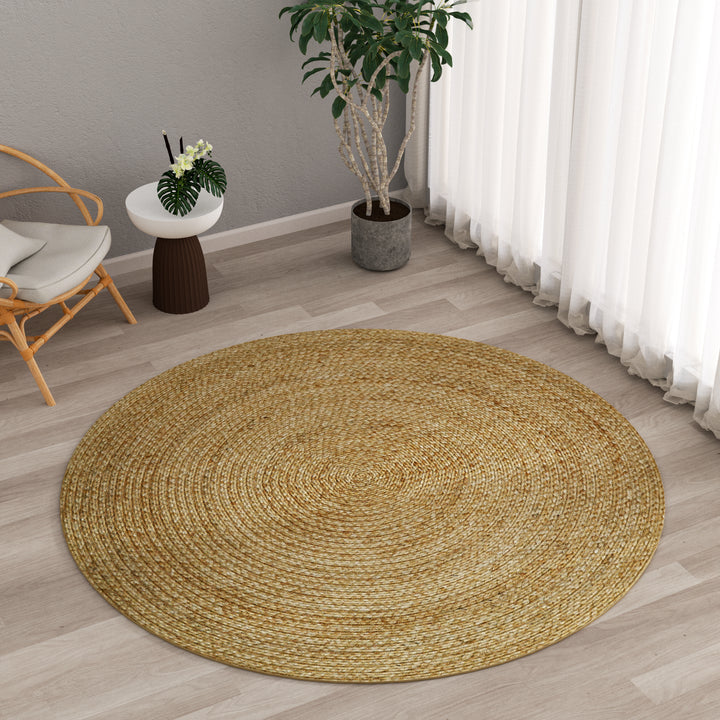 4modernhome Jute Hand Braided Zigzag Stitch Natural Fibers Farmhouse Style Area Rug For Dining Room Living Room Kitchen, Off White/Natural #DT23-7