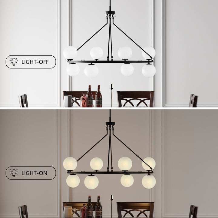 Nimbus 8-light Metal And Cloud Glass Wagon Wheel Shaded Chandelier For Living Room/bedroom #29011