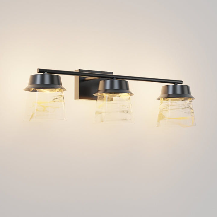 Glimmer 22.6w" 3-light Led Dimmable 3000k/4000k/5000k 3cct ETL Certificated Vanity Light With Patterned Glass #MX21055