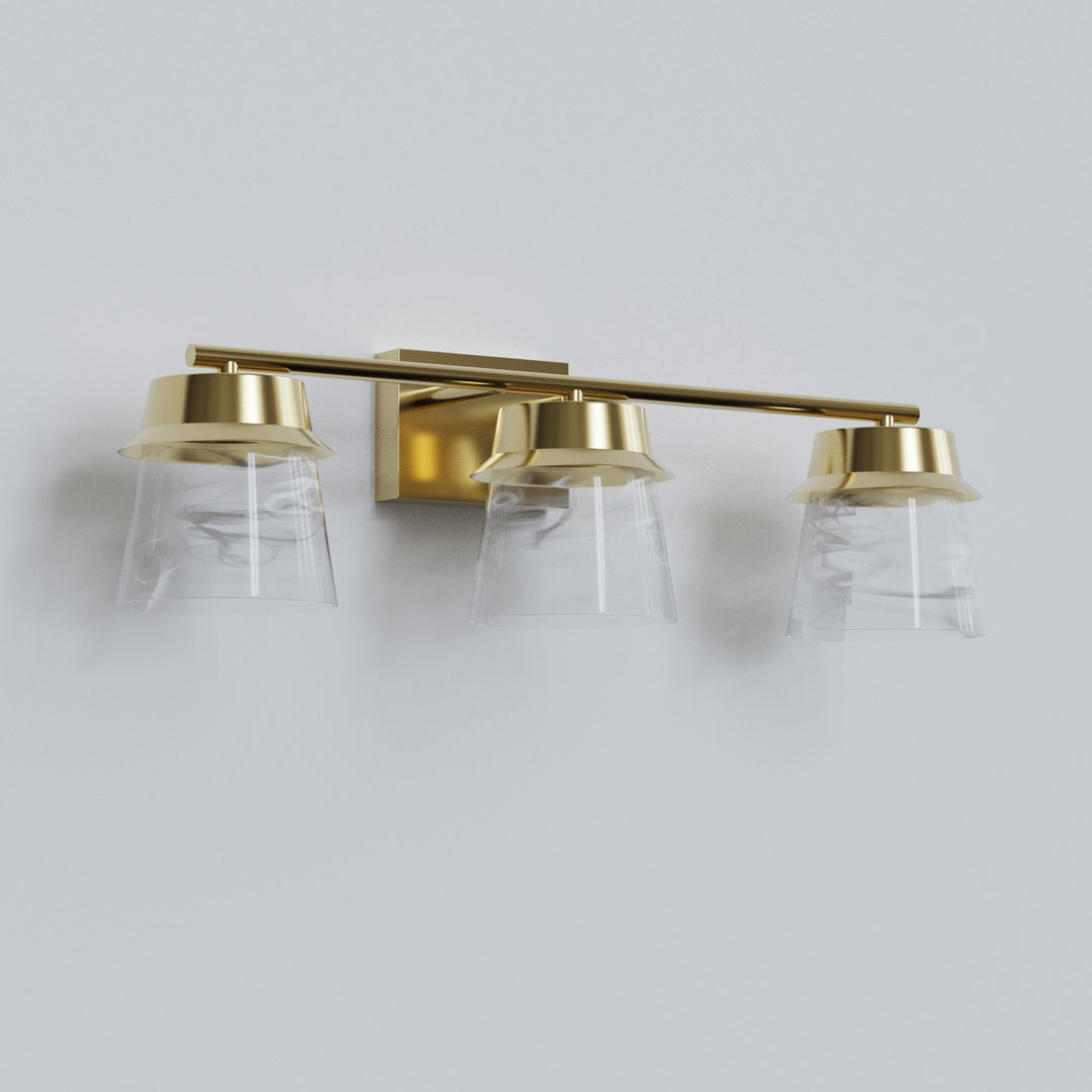 Glimmer 22.6w" 3-light Led Dimmable 3000k/4000k/5000k 3cct ETL Certificated Vanity Light With Patterned Glass #MX21055