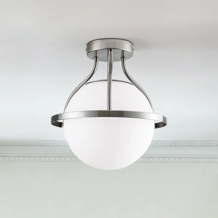 11.2‘’-1 Light Sphere Globe Frosted Glass Semi Flush Mount For Dining Room Hallway See More by Red Barrel Studio #29014