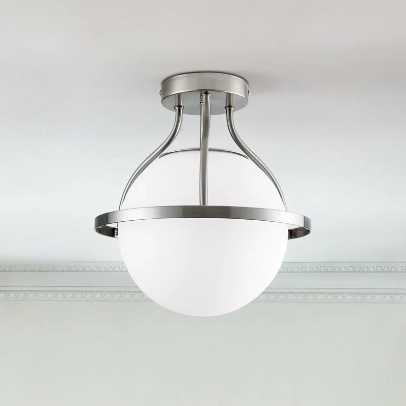 11.2‘’-1 Light Sphere Globe Frosted Glass Semi Flush Mount For Dining Room Hallway See More by Red Barrel Studio #29014