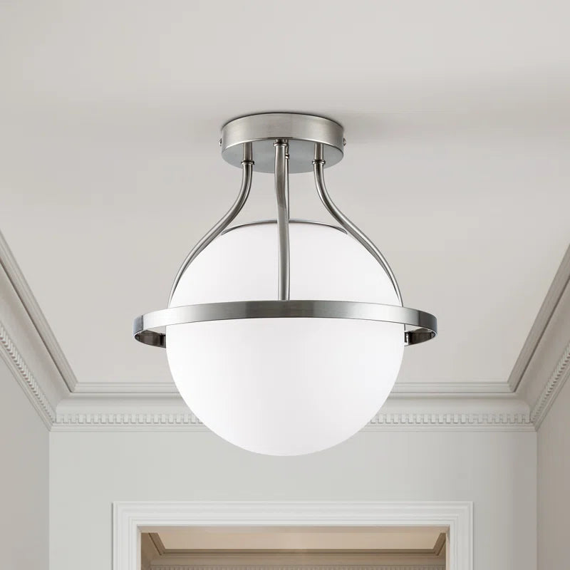 11.2‘’-1 Light Sphere Globe Frosted Glass Semi Flush Mount For Dining Room Hallway See More by Red Barrel Studio #29014