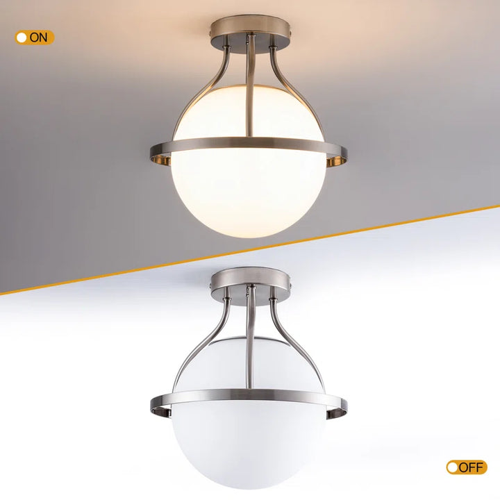 11.2‘’-1 Light Sphere Globe Frosted Glass Semi Flush Mount For Dining Room Hallway See More by Red Barrel Studio #29014