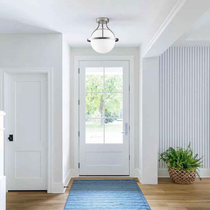 11.2‘’-1 Light Sphere Globe Frosted Glass Semi Flush Mount For Dining Room Hallway See More by Red Barrel Studio #29014