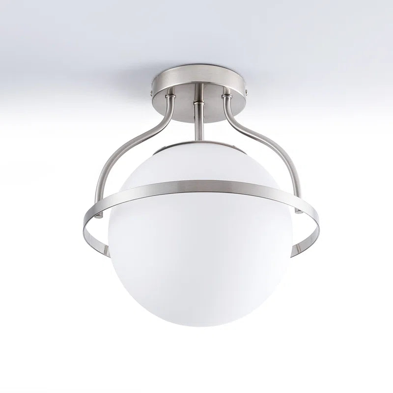 11.2‘’-1 Light Sphere Globe Frosted Glass Semi Flush Mount For Dining Room Hallway See More by Red Barrel Studio #29014