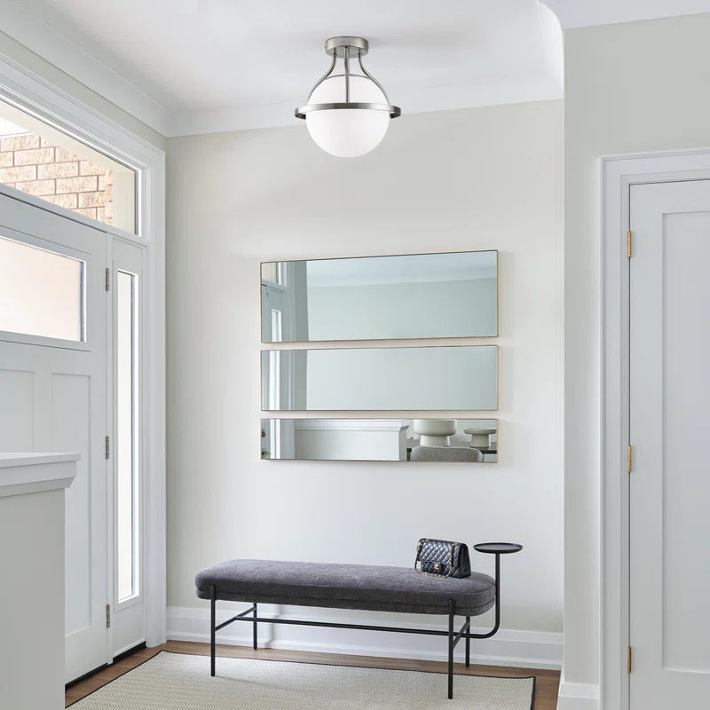 11.2‘’-1 Light Sphere Globe Frosted Glass Semi Flush Mount For Dining Room Hallway See More by Red Barrel Studio #29014
