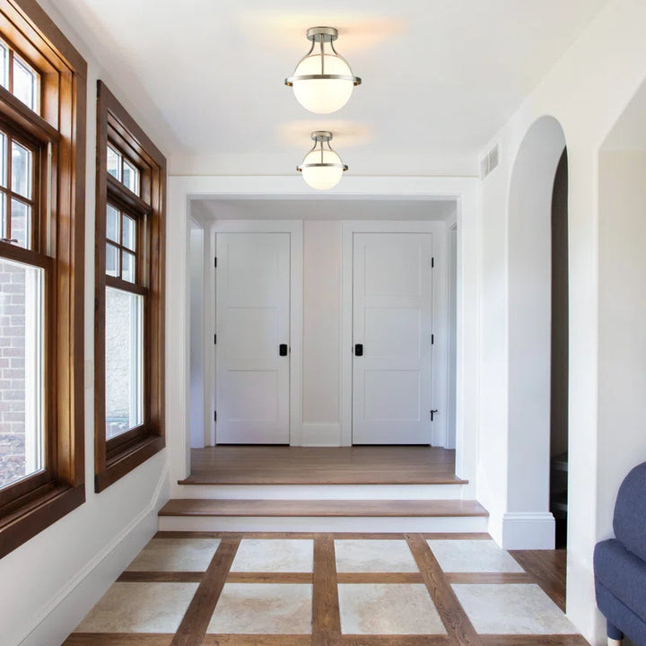 11.2‘’-1 Light Sphere Globe Frosted Glass Semi Flush Mount For Dining Room Hallway See More by Red Barrel Studio #29014