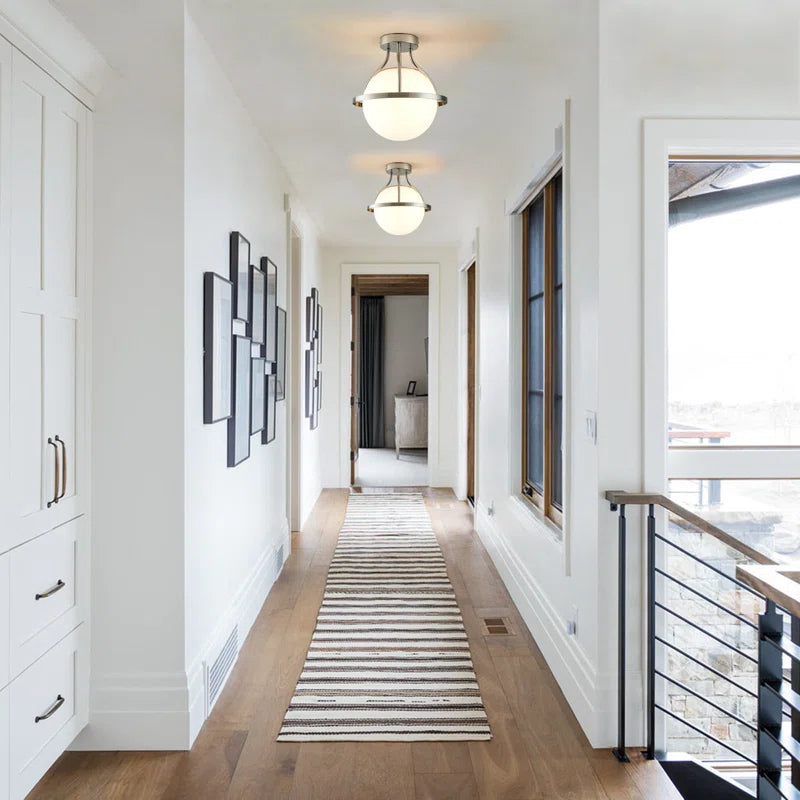 11.2‘’-1 Light Sphere Globe Frosted Glass Semi Flush Mount For Dining Room Hallway See More by Red Barrel Studio #29014