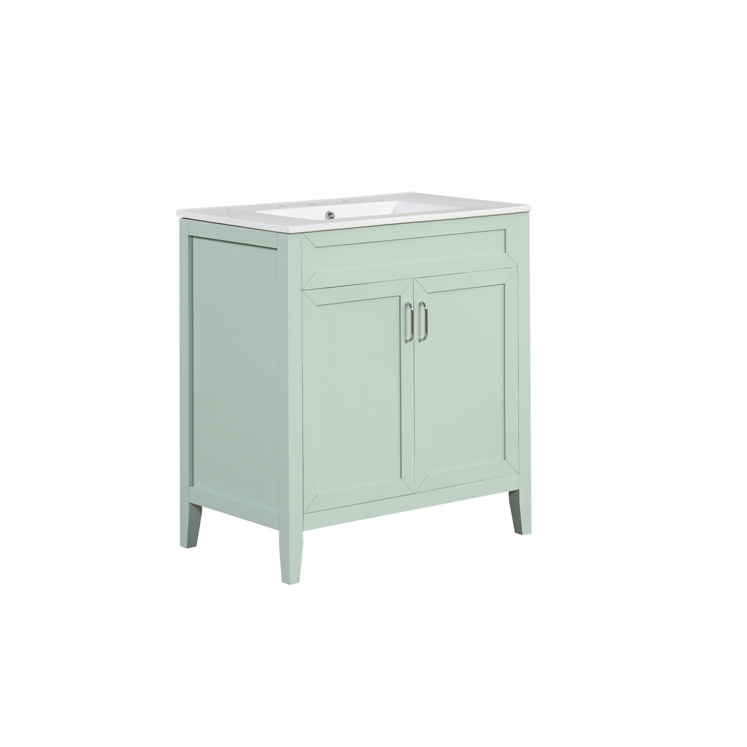 30'' Single Bathroom Vanity Cabinet With Ceramic Top #BV-008-30GN