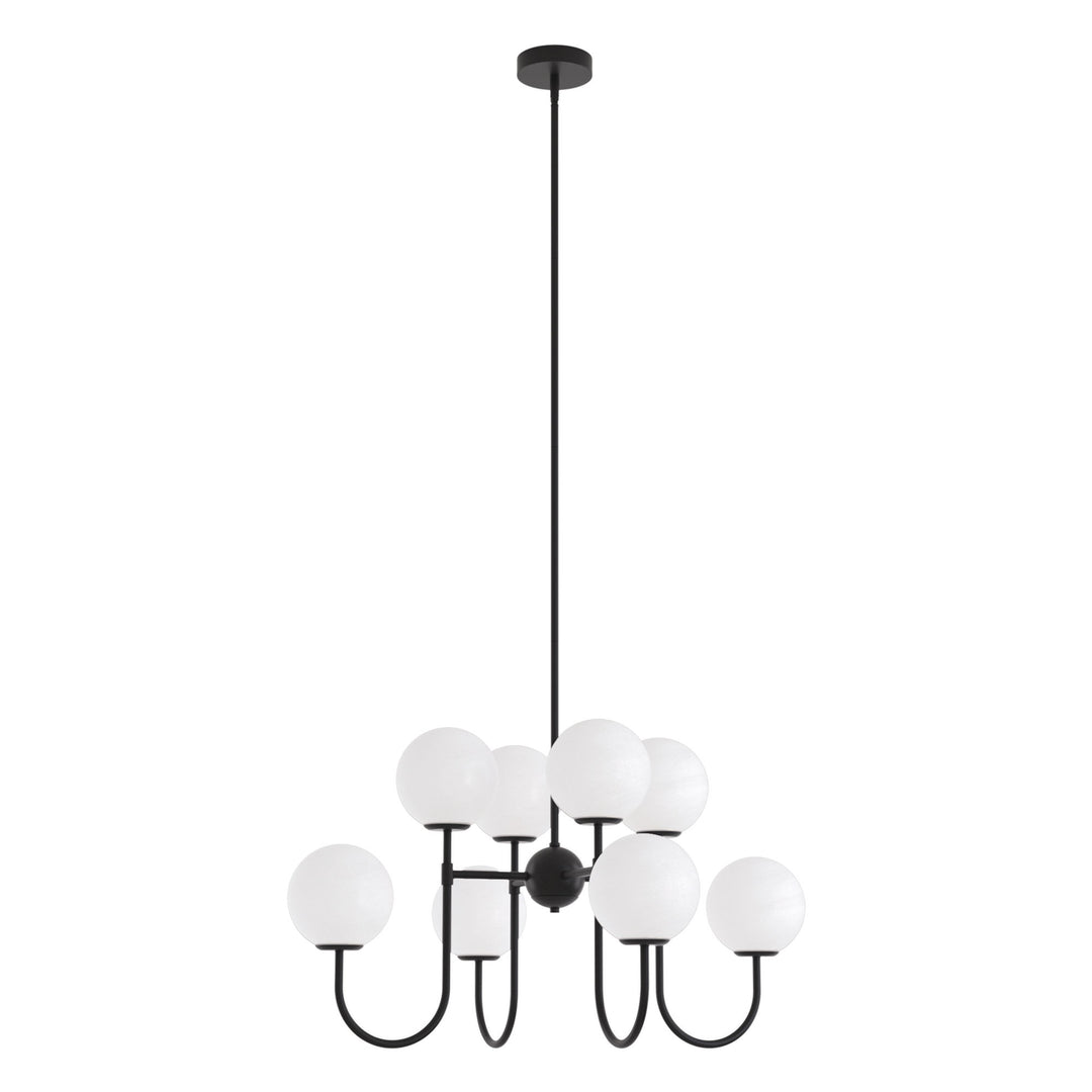 8-light Cloud Glass Modern Liner Chandelier For Dining Room/living Room #29010-8BK