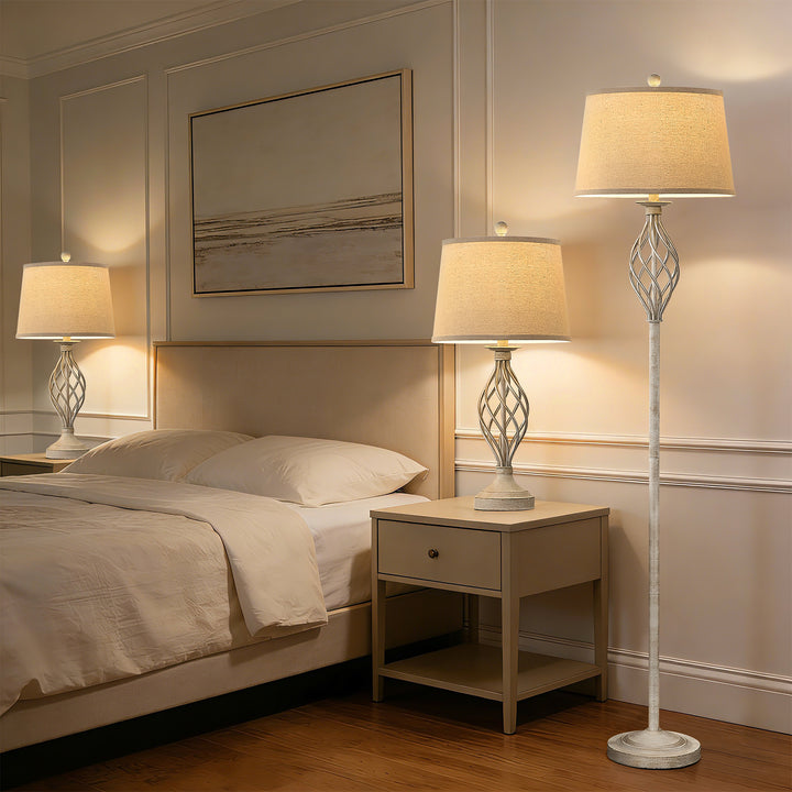 Maxax Traditional Floor & Table Lamp Set of 3 #TF22