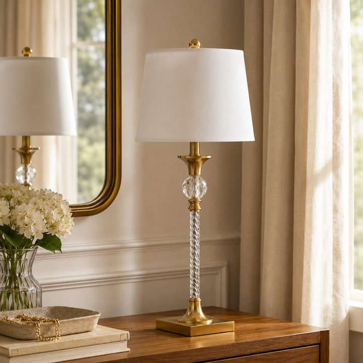 Maxax Crystal & Metal Buffet Table Lamp Set of 2 #T76