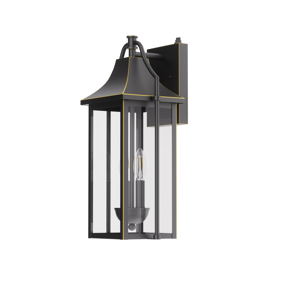 Lawyettle 18" Outdoor Wall Lantern with Dusk to Dawn Sensor, 2-Light Waterproof Brown Wall Sconce with Glass for Porch, Garage, Front Door, Patio #7040